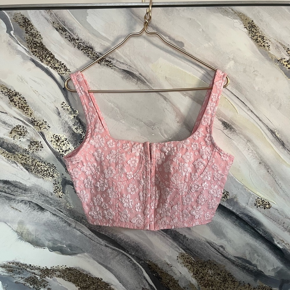 Wild Fable Pink Floral romantic corset Top size S Coquette girl feminine